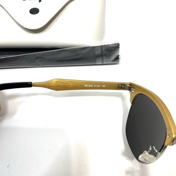 NWT AQS Milo 49mm Clubmaster Sunglasses in Gold O277 main image 6